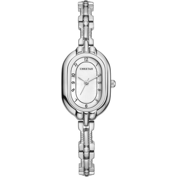 Cheetah Women's Silver White Gold Bangle Small Vintage Bracelet Waterproof Watch - Picture 1 of 13